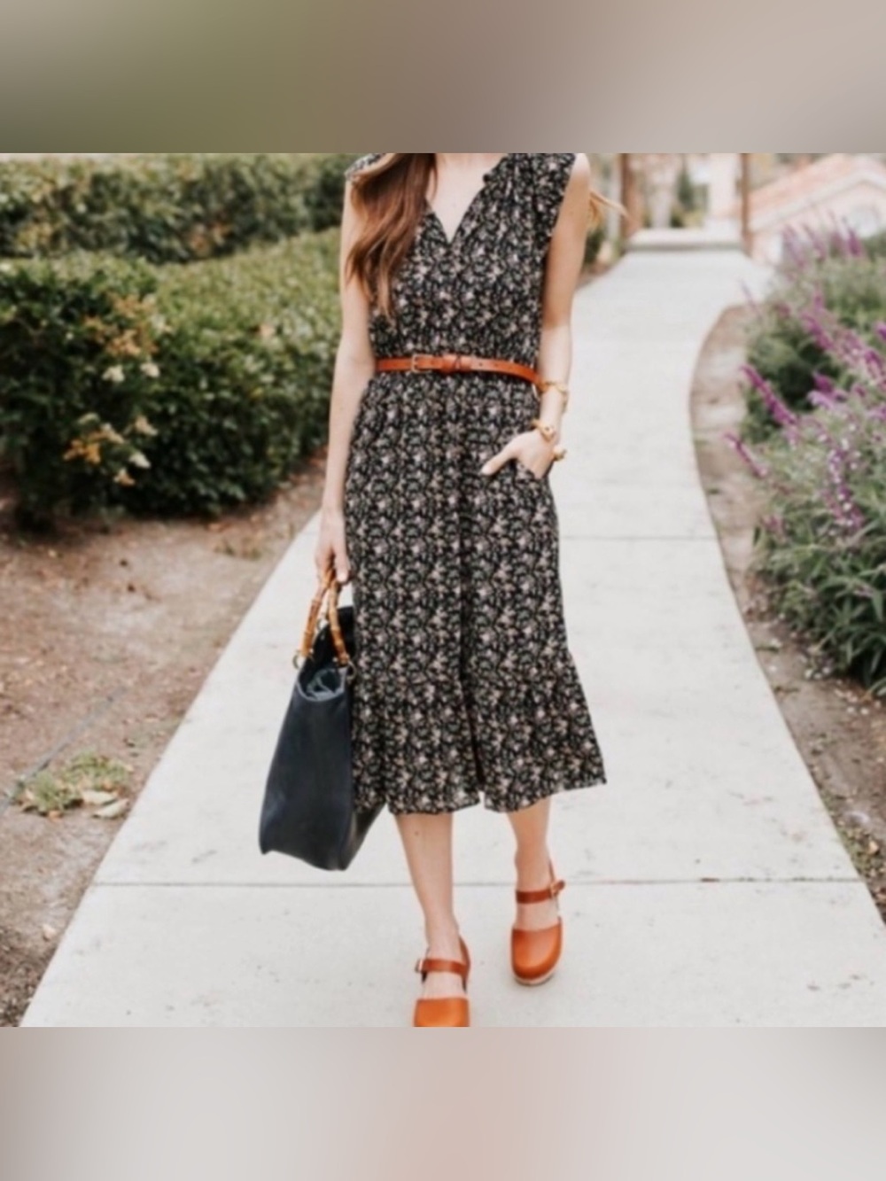 J.Crew Mercantile Floral Cap-Sleeve Midi Peasant Dress Size Small